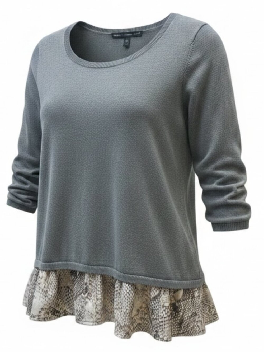 White House Black Market Snake Twofer Sweater Top L Gray #236N